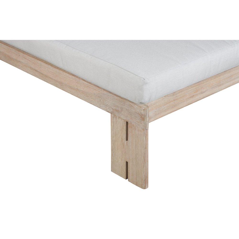 Paradiso Outdoor Teak Natural Look Chaise - Light Gray Fabric. Picture 3