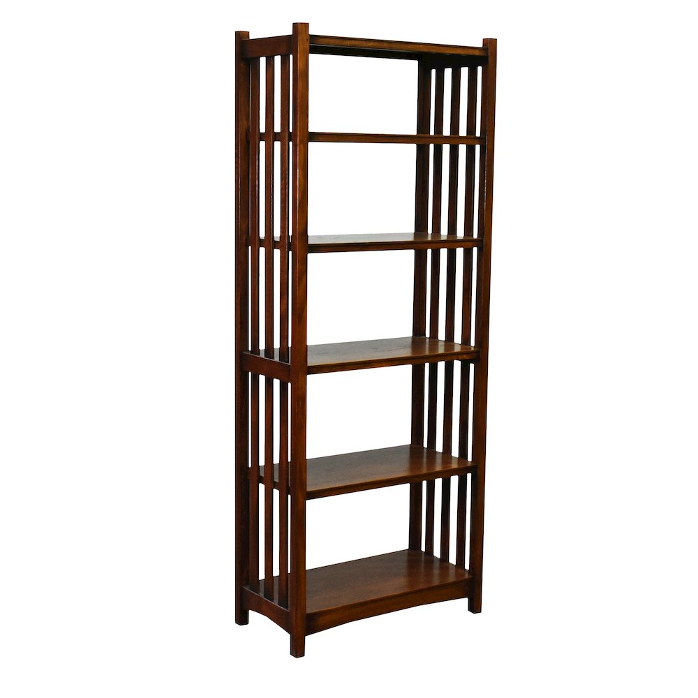 Mission Spindle Side 5 Shelf Bookcase - Walnut (W1). Picture 1