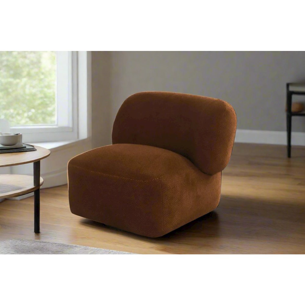 Forma Mid-Century Modern Swivel Livingroom Chair - Brown. Picture 3