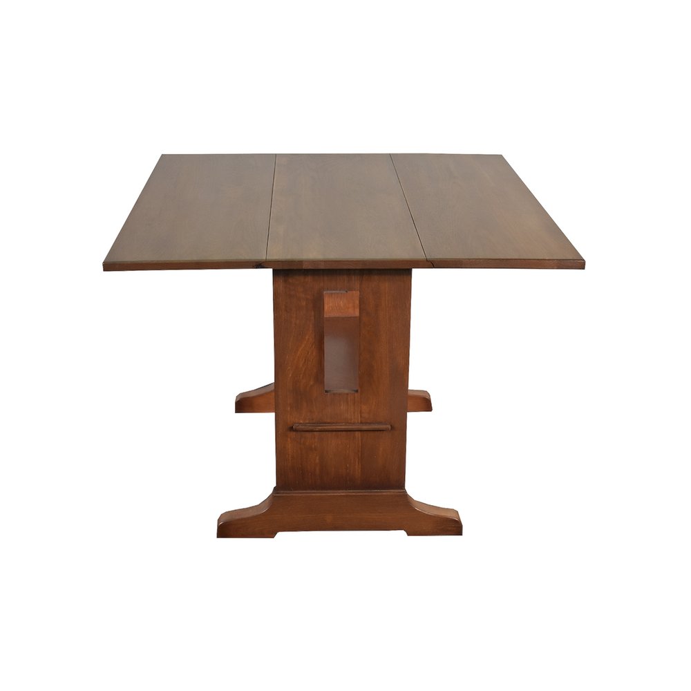 Mission Solid Oak Drop Leaf Dining Table - Walnut. Picture 1