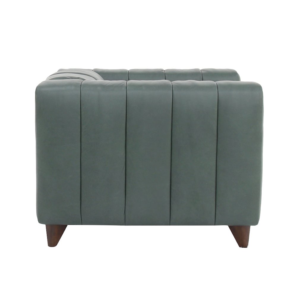 Octavia Top Grain Leather Arm Chair - Green. Picture 3