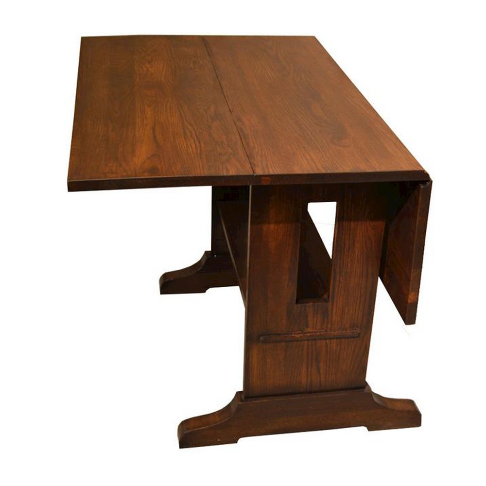 Mission Solid Oak Drop Leaf Dining Table - Walnut. Picture 3
