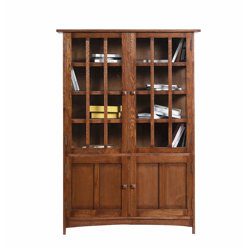 Mission Oak 4 Door Display China Cabinet - Walnut - 49"W. Picture 2