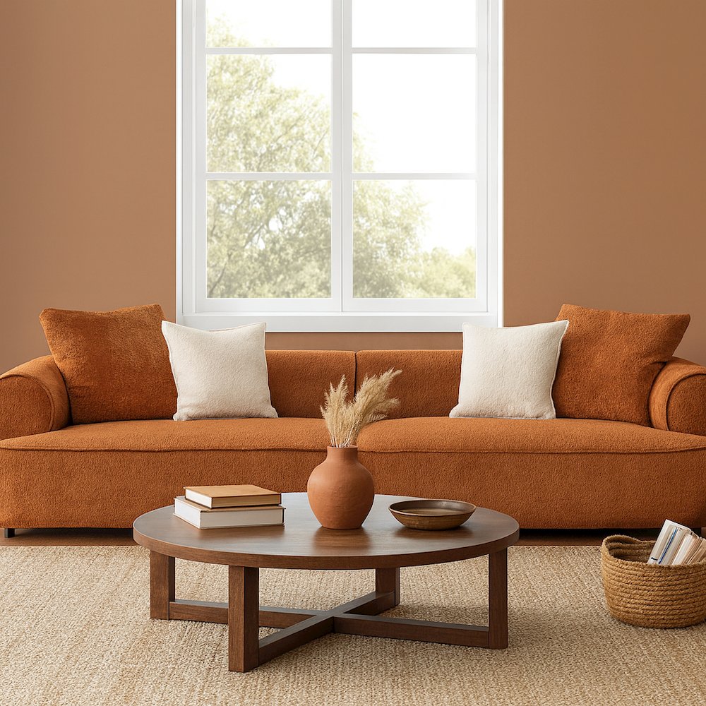 Sunset Collection Mid-Century Modern 4-Seater Fabric Sofa – 118". Picture 4