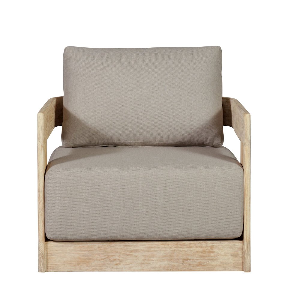 Paradiso Outdoor Teak Natural Look Revolving Chair - Gray Fabric. Picture 3