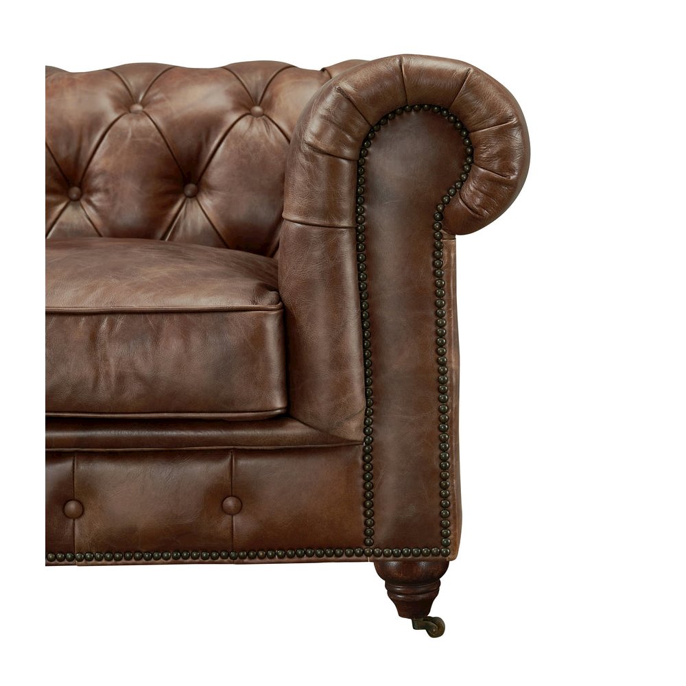 Century Chesterfield Sofa - Dark Brown Leather. Picture 3