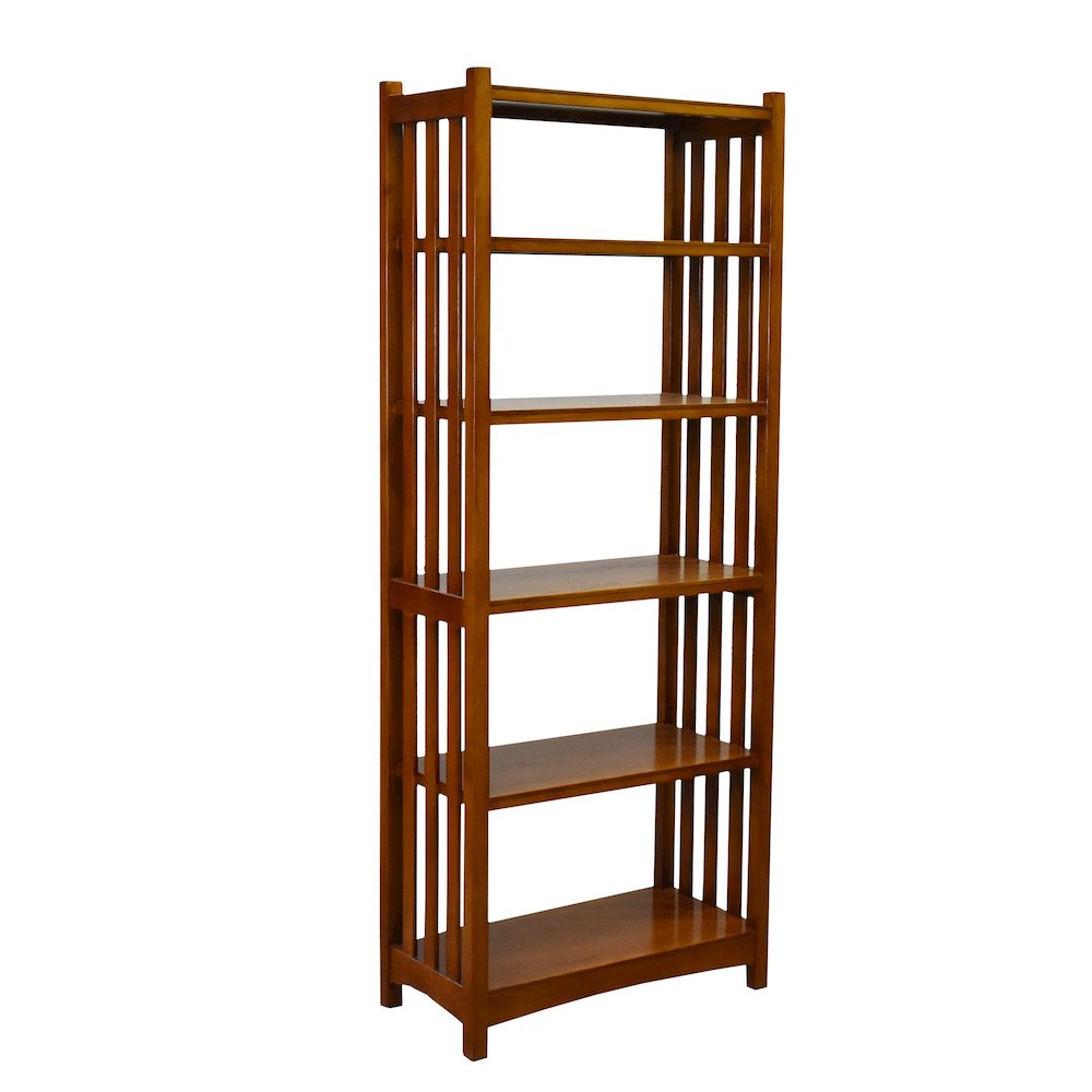 Mission Spindle Side 5 Shelf Bookcase - Michael's Cherry (MC1). Picture 1
