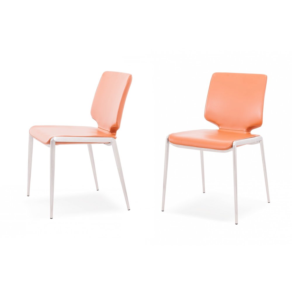 Modrest Eileen - Modern Cognac Eco-Leather Dining Chair (Set of 2). Picture 1