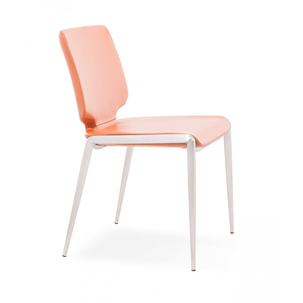 Modrest Eileen - Modern Cognac Eco-Leather Dining Chair (Set of 2). Picture 2