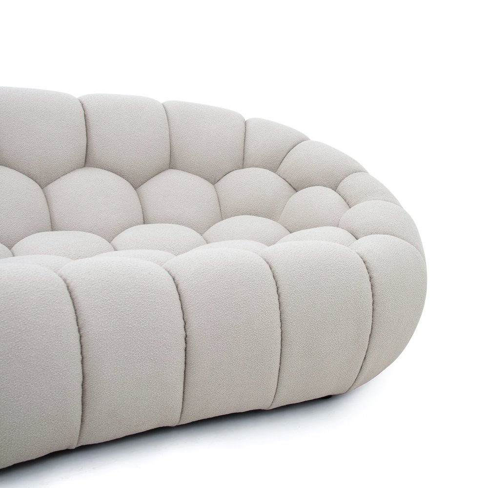 Divani Casa Yolonda - Modern Curved Beige Fabric Sofa. Picture 5