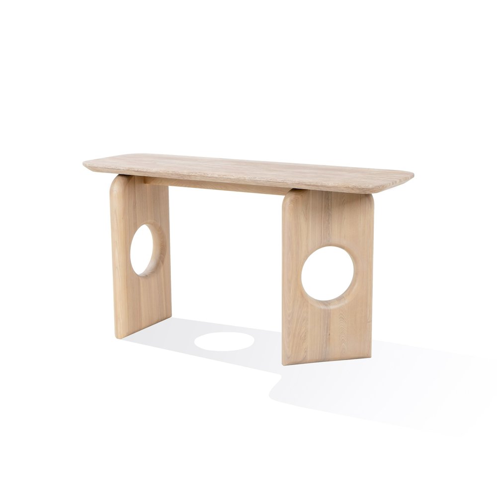 Osaka - Modern Faux Marble Natural Ash Console Table. Picture 1