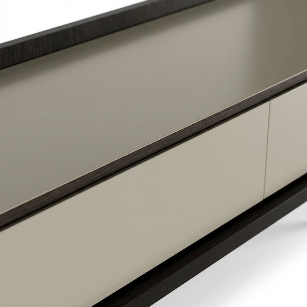 Modern Beige Walnut TV Stand with Engineered Wood Construction. Picture 5