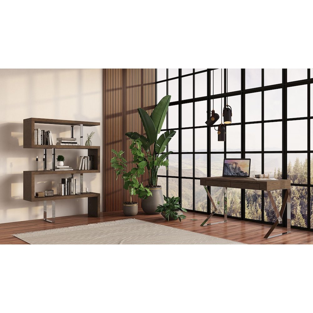 Maze Modern Walnut Bookcase. Picture 6