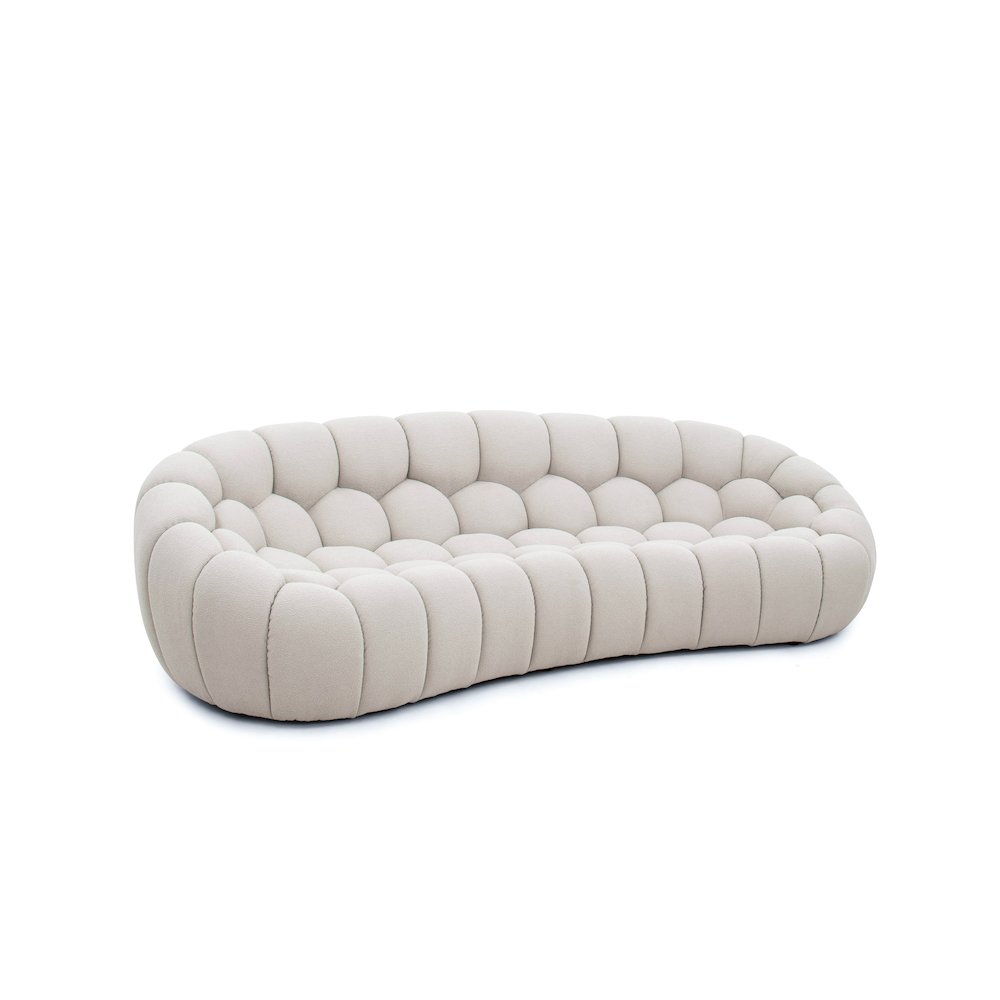 Divani Casa Yolonda - Modern Curved Beige Fabric Sofa. Picture 2