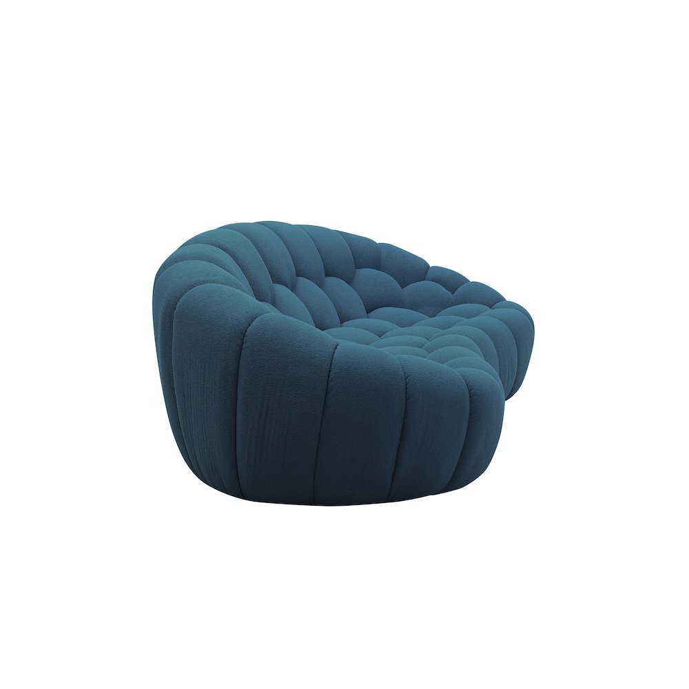 Divani Casa Yolonda - Modern Curved Dark Teal Fabric Loveseat. Picture 3