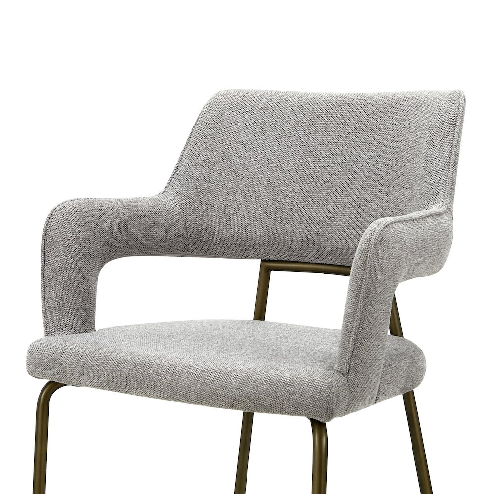 Modrest Childers - Modern Grey Fabric + Antique Brass Dining Chair. Picture 3