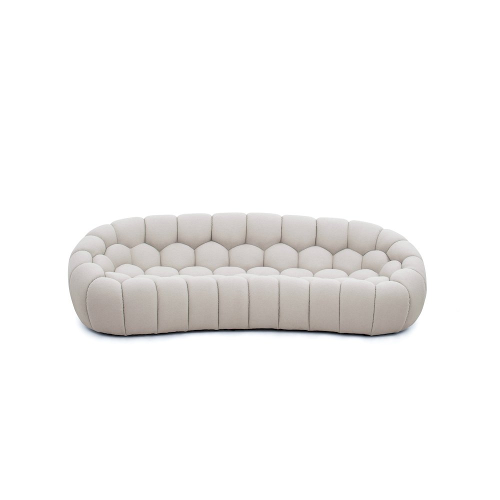 Divani Casa Yolonda - Modern Curved Beige Fabric Sofa. Picture 1