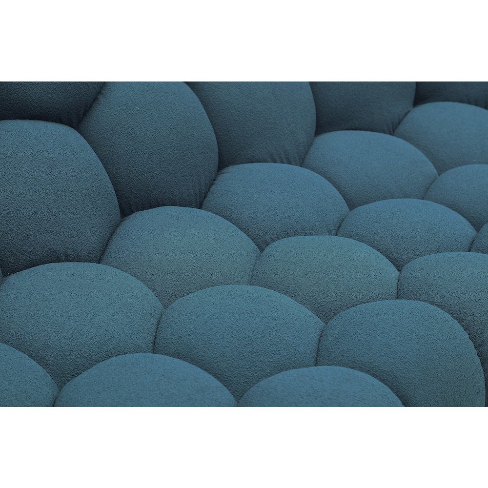Divani Casa Yolonda - Modern Curved Dark Teal Fabric Loveseat. Picture 6