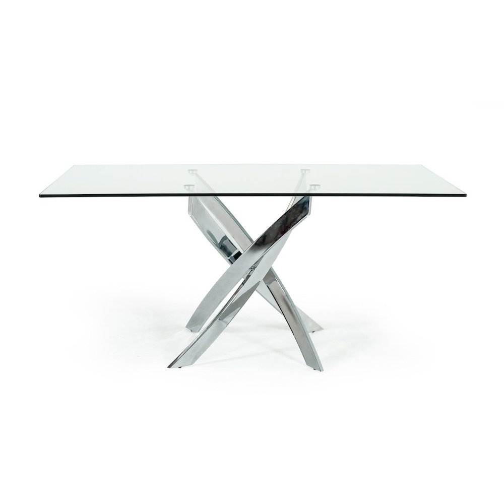 Pyrite Modern Rectangular Glass Dining Table. Picture 5
