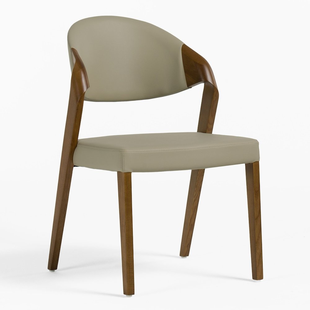 Arlo Mid-Century Beige and Walnut Dining Chair (Set of 2). Picture 3