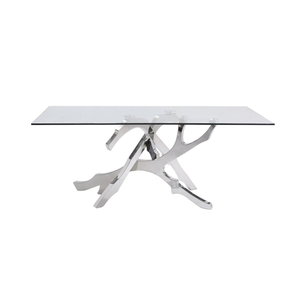 Modrest Legend Modern Glass & Stainless Steel Dining Table. Picture 11