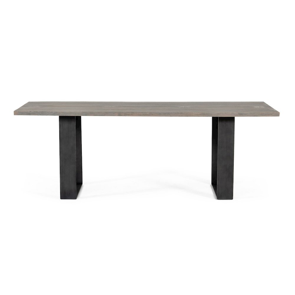 Modrest Murphy - Modern Grey Aged Oak & Black Metal Dining Table. Picture 6