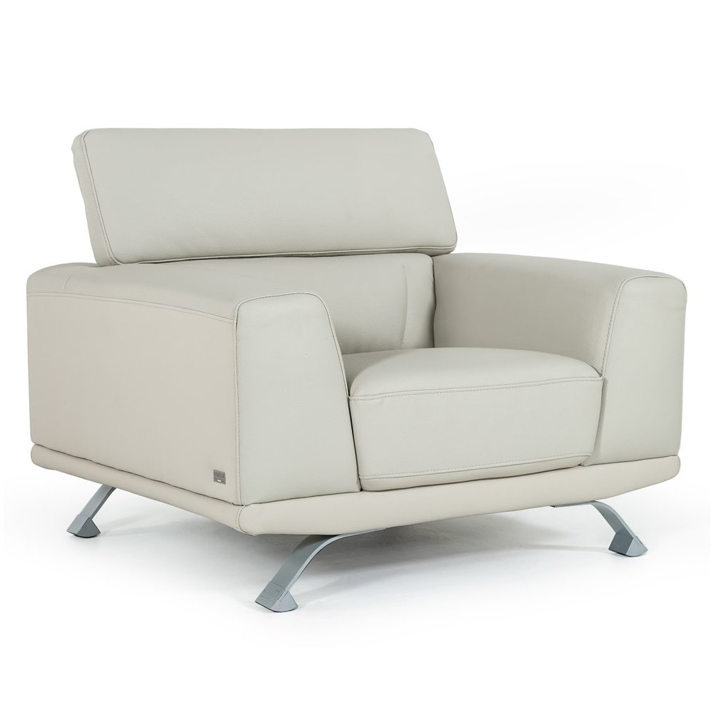 Brustle Modern Light Grey Eco-Leather Lounge Chair. Picture 2