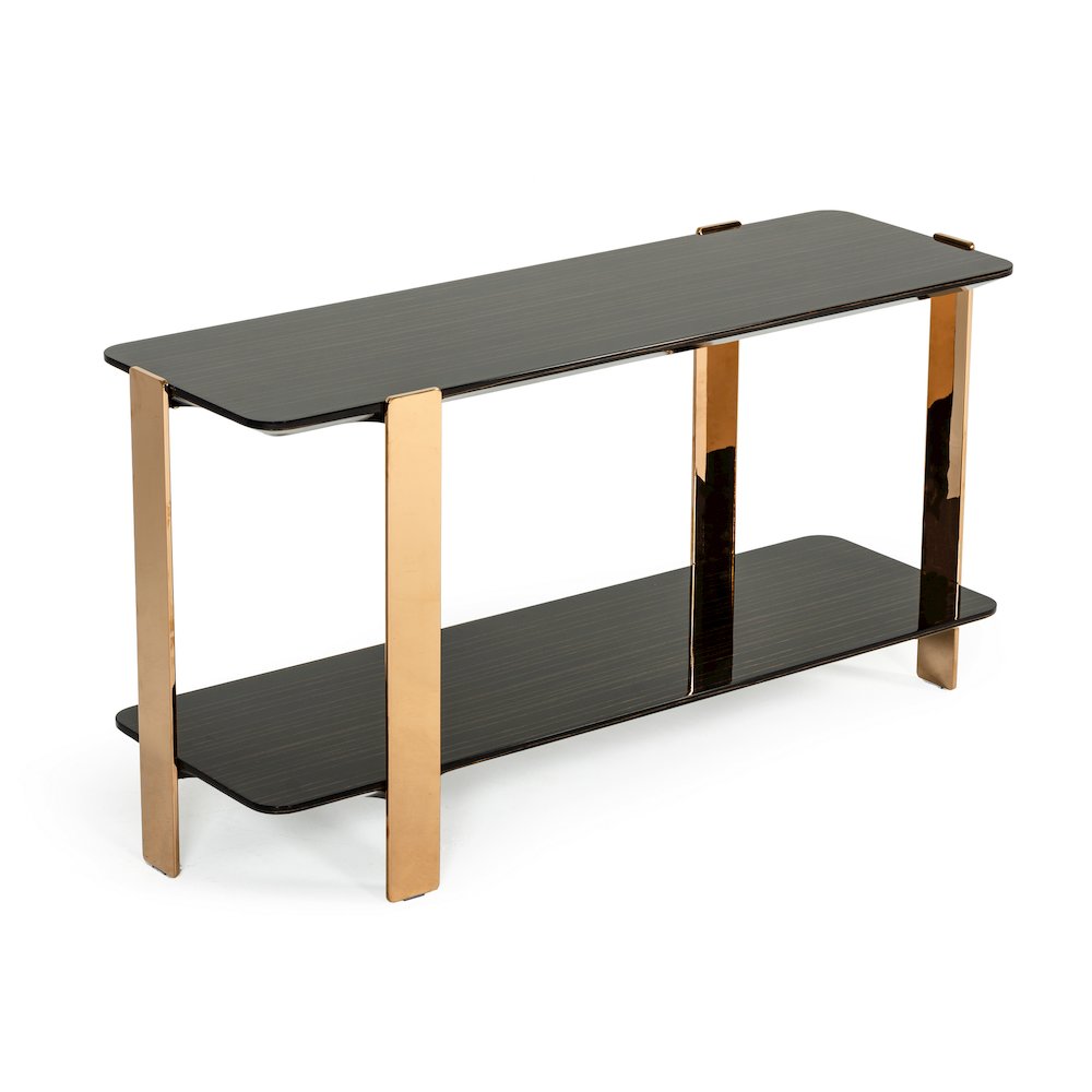 Modrest Leroy Modern Ebony & Rosegold Console Table. Picture 3