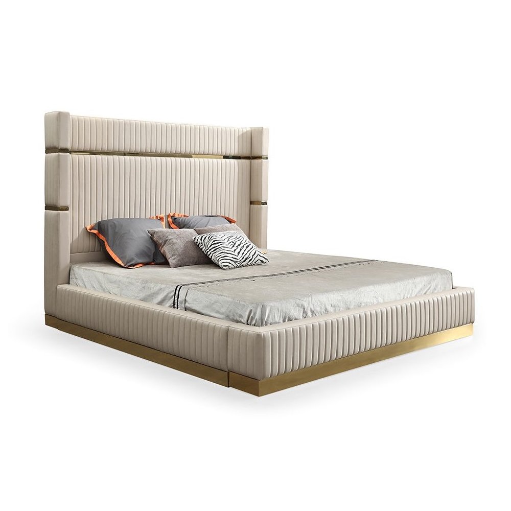 Modrest Sterling - Eastern King Modern Beige and Gold Bed. Picture 8