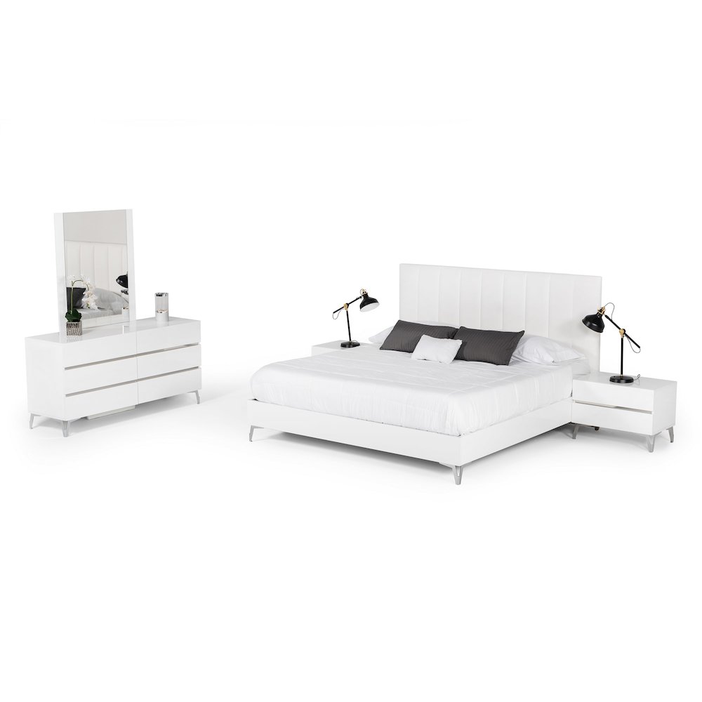 Nova Domus Angela - Eastern King Italian White Eco Leather Bed. Picture 2