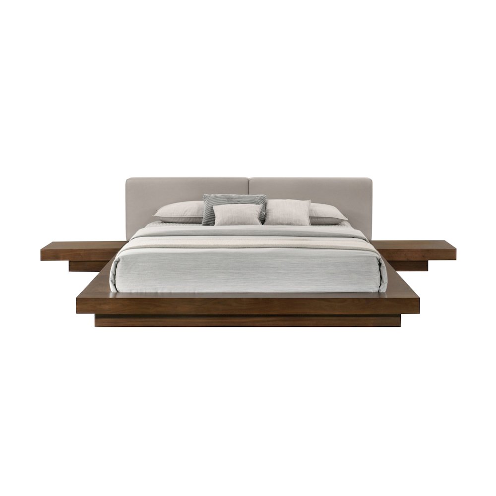 Modrest Tokyo - Eastern King Contemporary Walnut and Grey Platform Bed. Picture 1