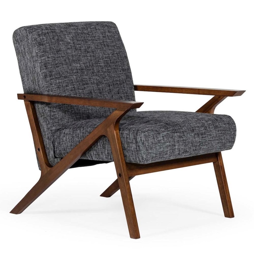 Candea - Mid-Century Walnut and Grey Accent Chair. Picture 6
