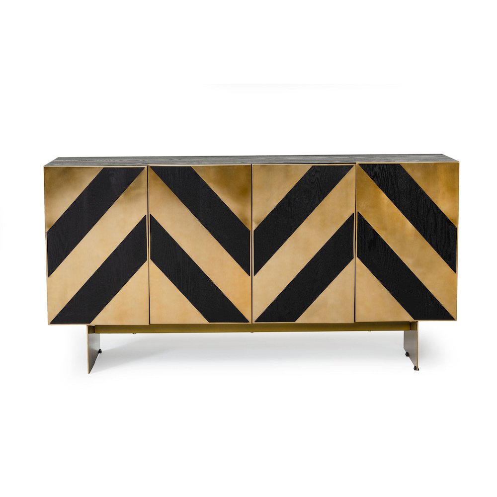 Modrest Perret - Glam Black Ash & Brushed Brass Modern Buffet. Picture 2
