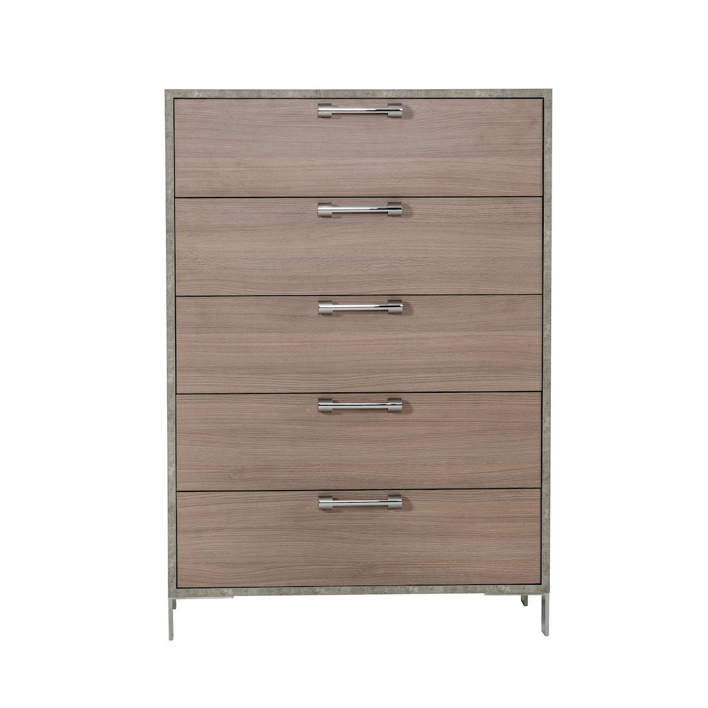 Nova Domus Boston - Modern Brown Oak & Brushed Stainless Steel Chest. Picture 4