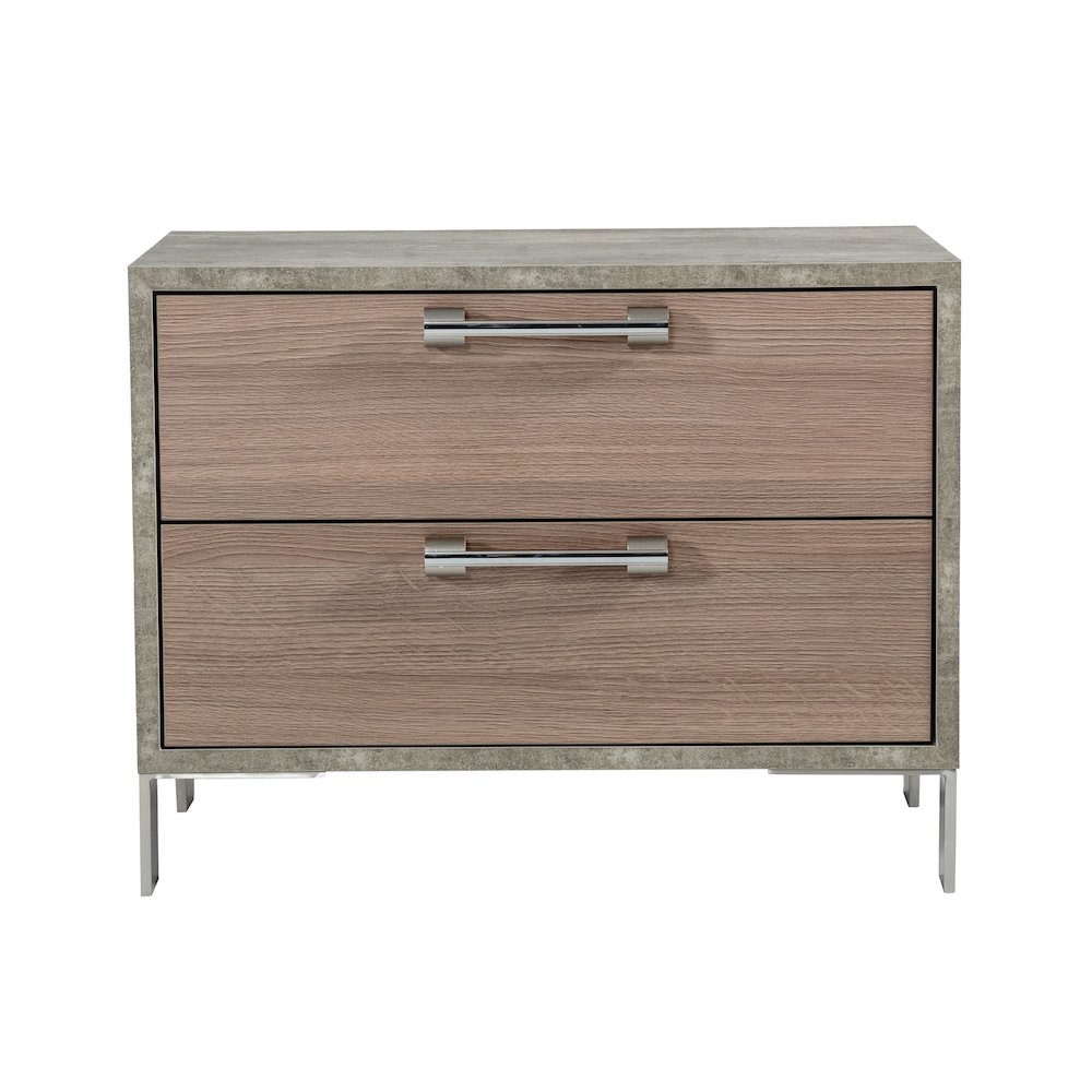 Nova Domus Boston - Modern Brown Oak & Brushed Stainless Steel Nightstand. Picture 5