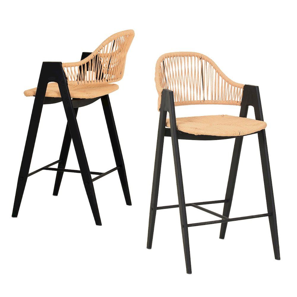Modrest Gayle - Modern Rattan Counter Stool Set of 2. Picture 3