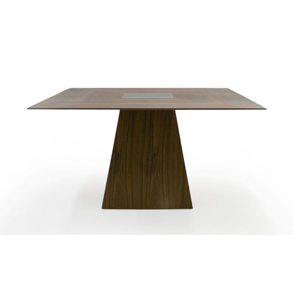 Modrest Cora- Modern Walnut and Black Tempered Glass Dining Table. Picture 10