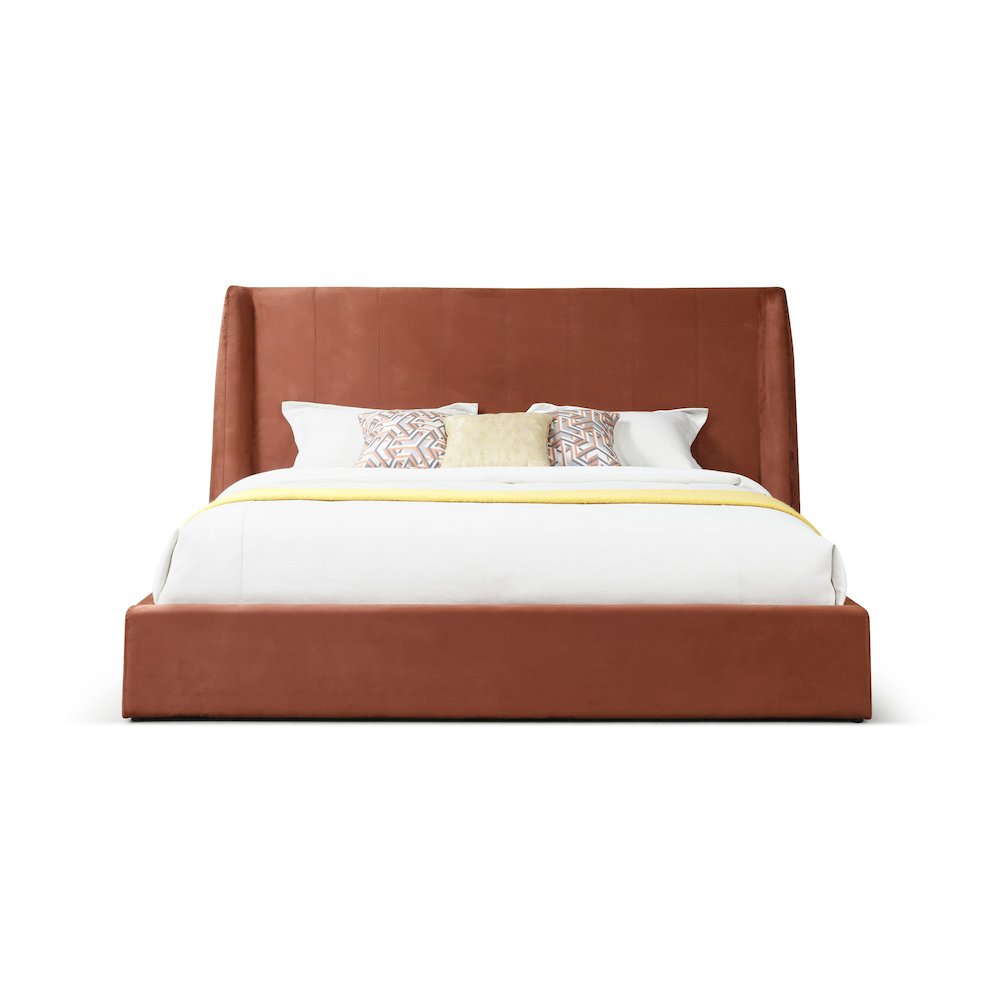 Modrest Roma - Eastern King Modern Burnt Orange Upholstered Bed. Picture 1