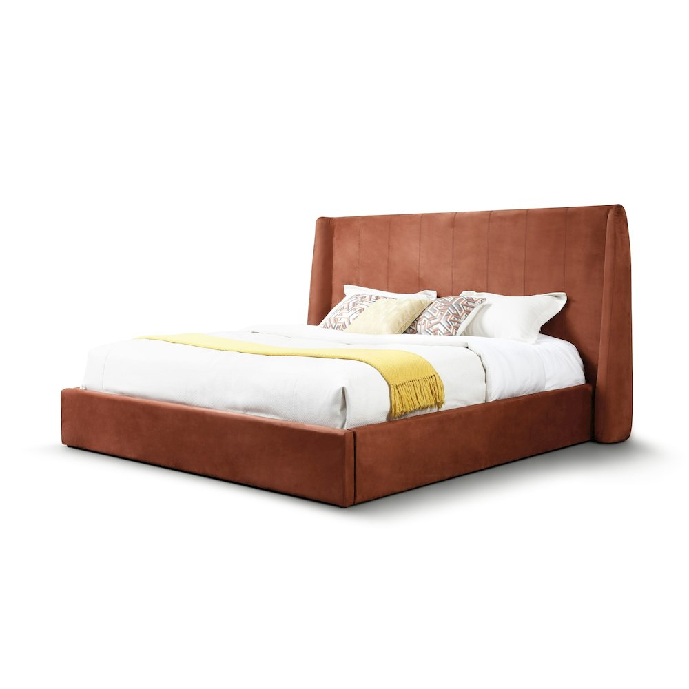 Modrest Roma - Eastern King Modern Burnt Orange Upholstered Bed. Picture 2