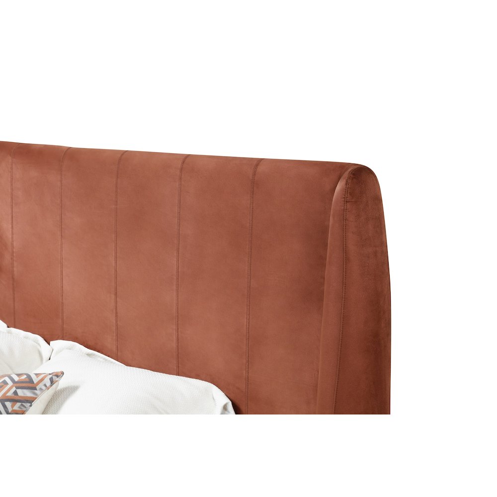 Modrest Roma - Eastern King Modern Burnt Orange Upholstered Bed. Picture 3