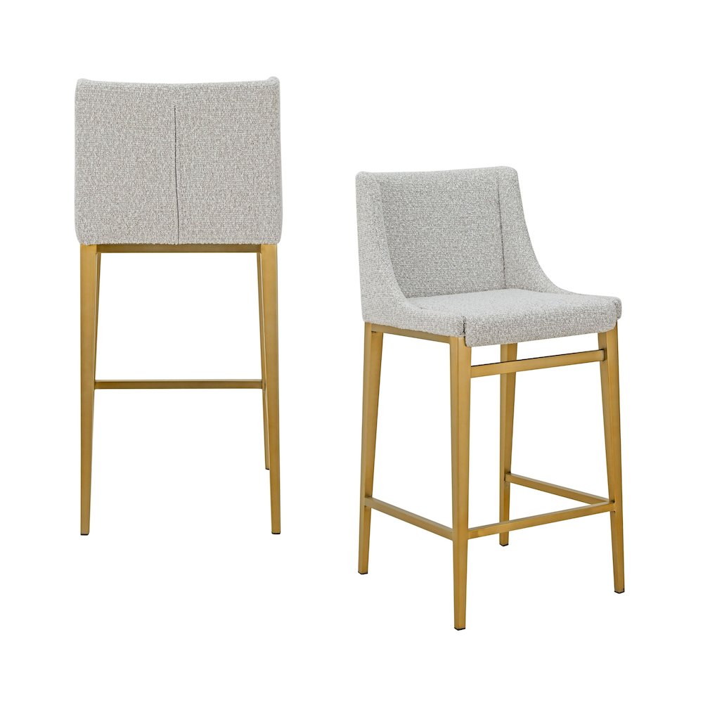 Modrest Mimi - Modern Light Grey Fabric + Antique Brass Counter Stool (Set of 2). Picture 5