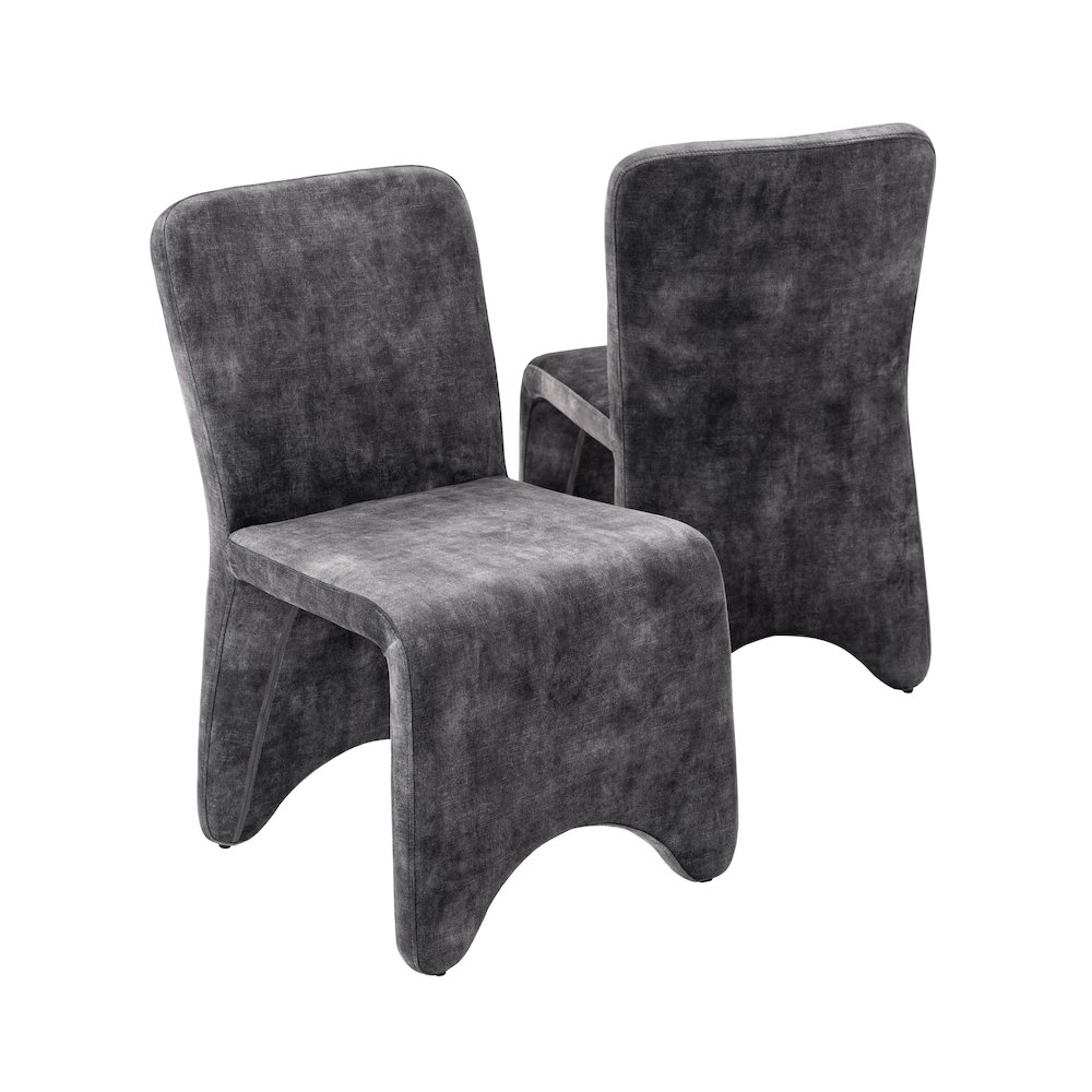 Modrest Ditka - Modern Grey Velvet Dining Chair (Set of 2). Picture 11