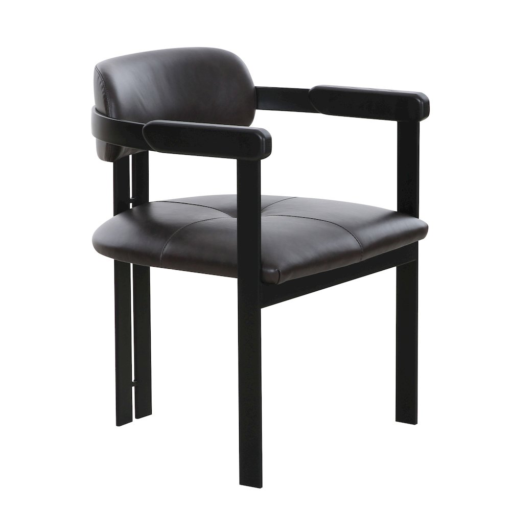 Modrst Aneta - Modern Dark Brown Leather + Black Dining Chair. Picture 2