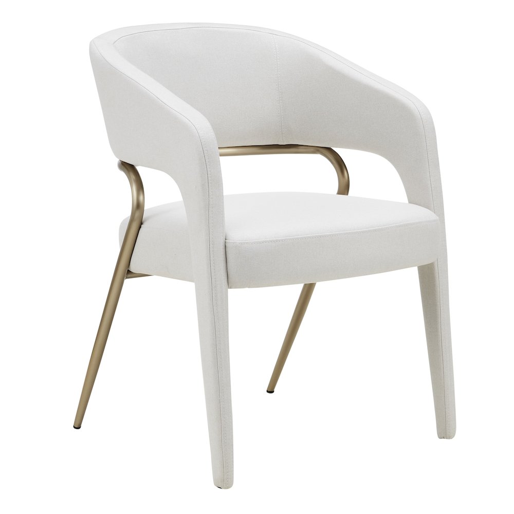 Elson - Modern Off-White Fabric + Antique Brass Dining Chair. Picture 2