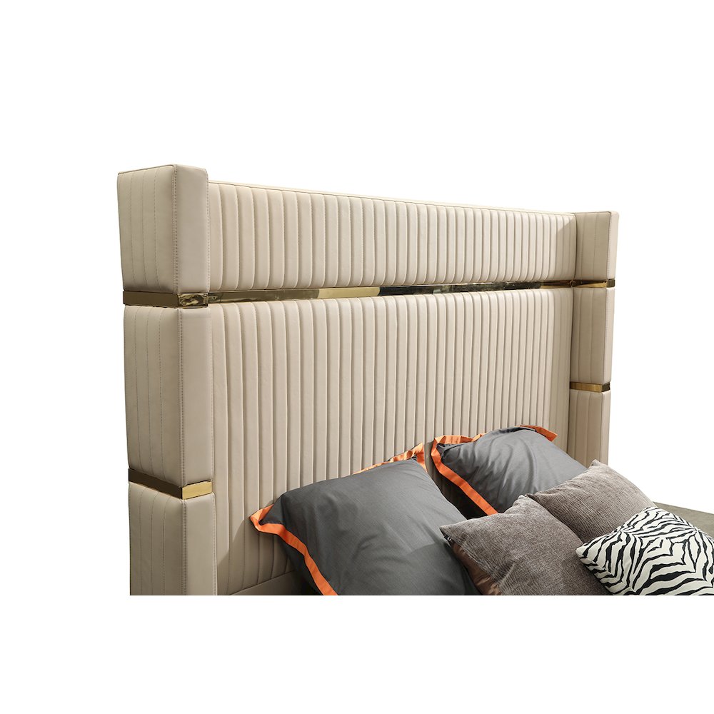 Modrest Sterling - Eastern King Modern Beige and Gold Bed. Picture 2