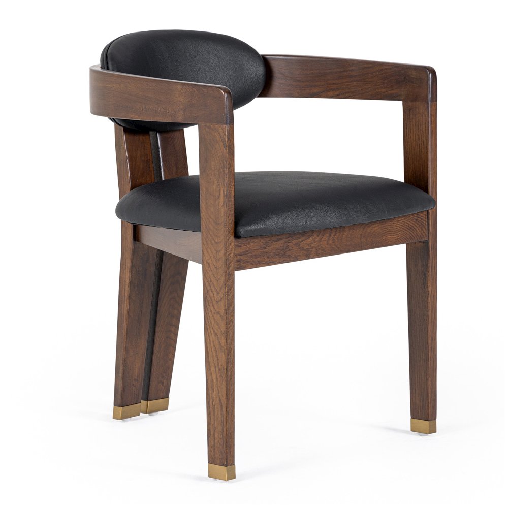 Modrest Belton - Modern Black Vegan Leather + Brown Oak Dining Chair. Picture 7