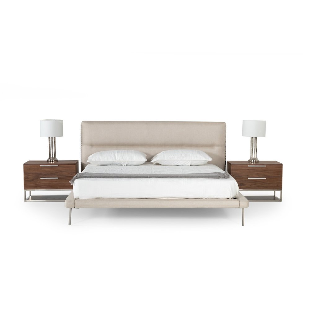 Modrest Bergeron - Eastern King Contemporary Cream Woven Fabric Bed. Picture 6