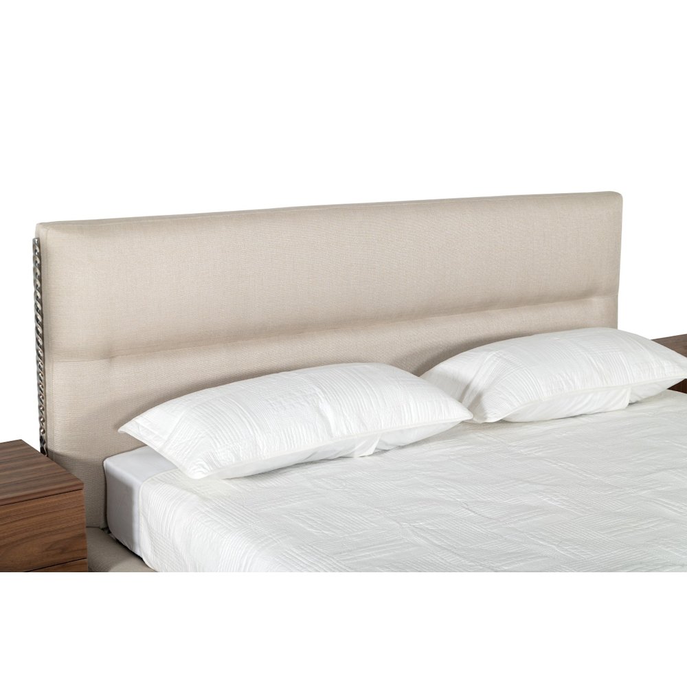 Modrest Bergeron - Eastern King Contemporary Cream Woven Fabric Bed. Picture 7