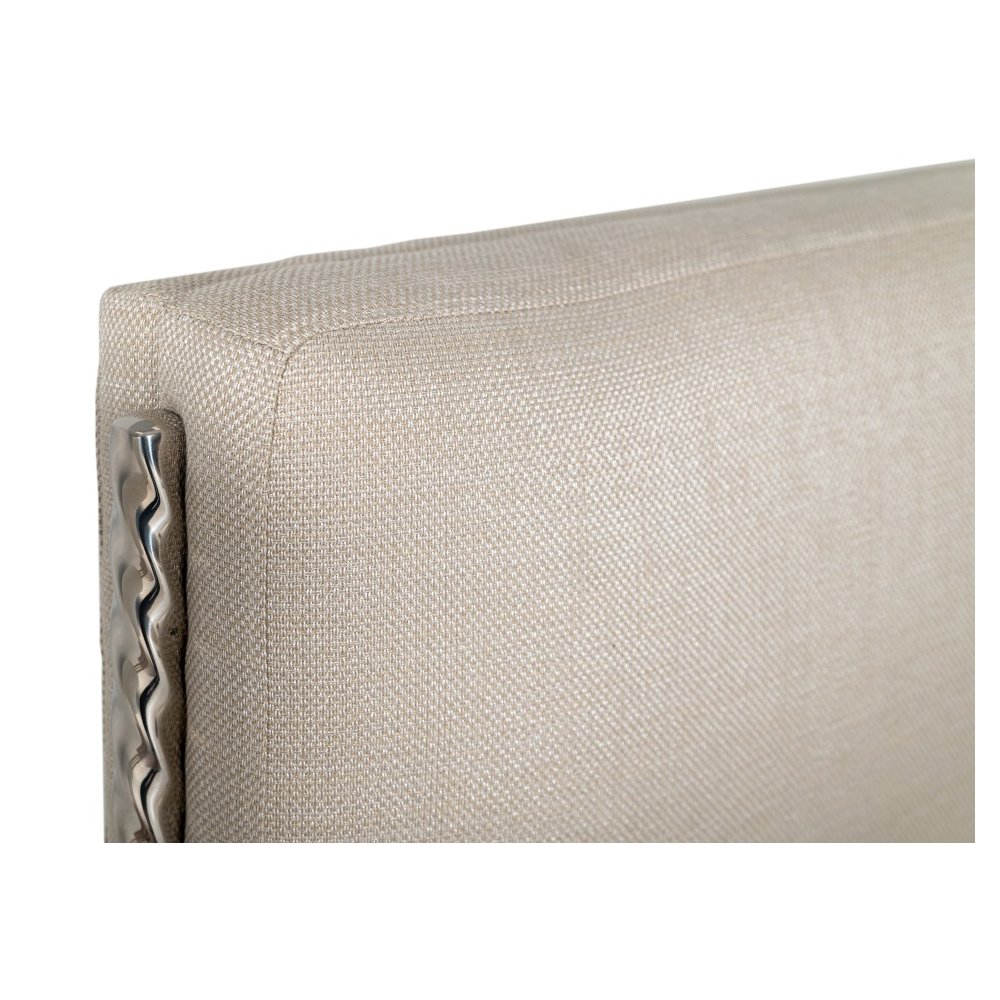 Modrest Bergeron - Eastern King Contemporary Cream Woven Fabric Bed. Picture 8
