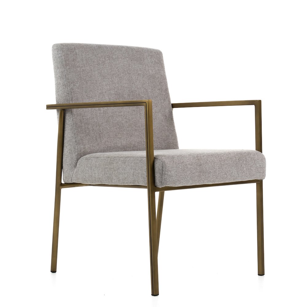 Modrest Burnham - Modern Light Grey & Brass Arm Dining Chair. Picture 2